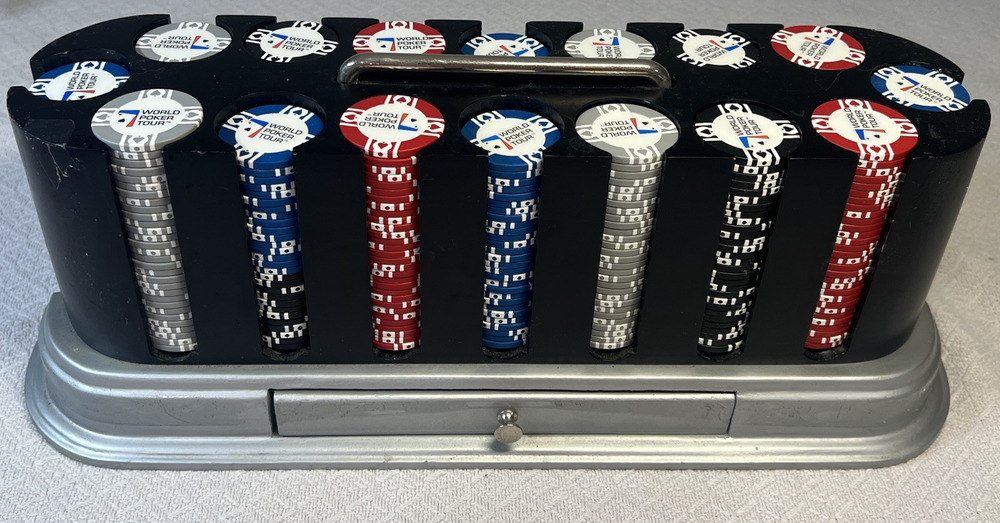 world poker tour WPT Casino Chip Set Wood Carry Caddy